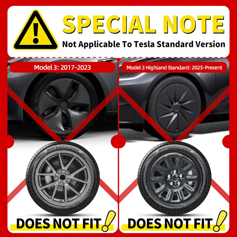4PCS Wheel Cap 18 Inch Turbine Automobile Hubcap for Tesla Model 3 Highland 2024-2026 Hub Cap Performance Replacement for Tesla