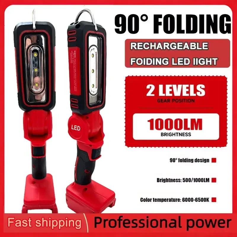 LED Work Light Super Bright 90 DegreeClip on Light Lithium Fit Milwaukee Battery 20V M18 Flood Light Outdoor Lighting Camping