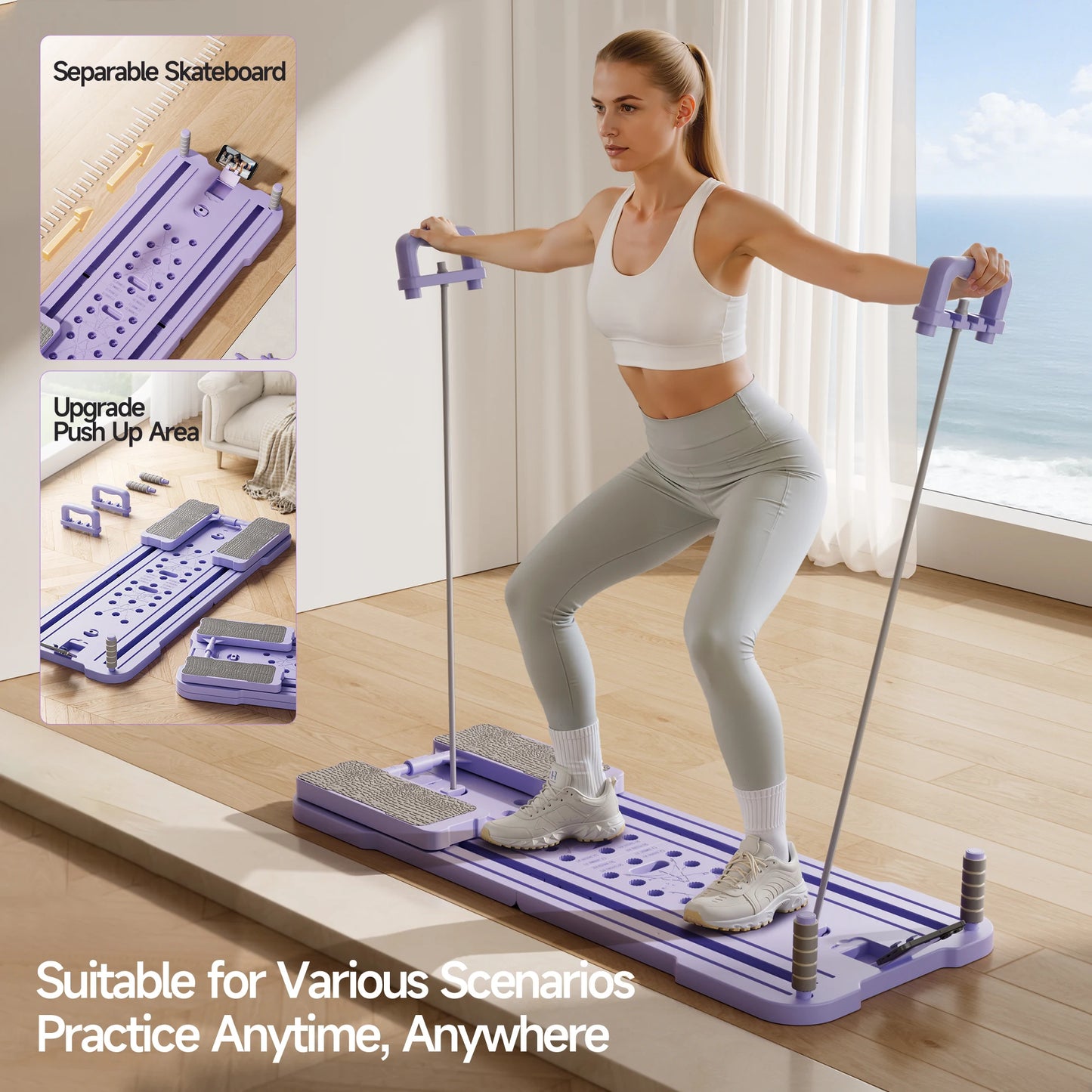At Home Multifunctional Foldable 4-in-1 Ab Exercise Board Pilates Reformer for Abdominal and Core Strength Training Home Gym