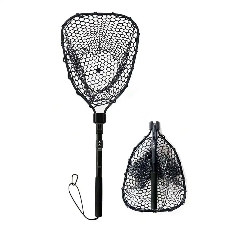 Telescoping Rubber Fly Fishing Net, Bass Trout Landing Net, Folding Fishing Nets Fresh Water, Fish Catching Or Releasing