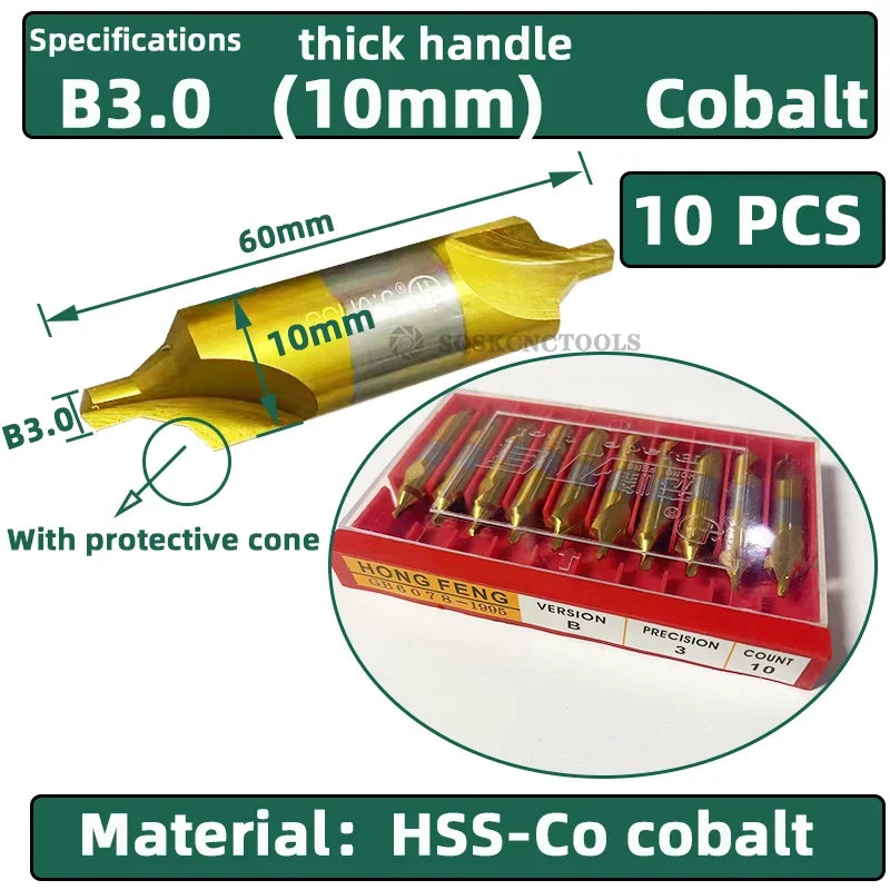HSS Combined Center Drills Ti-Coated 60 Degree Countersinks Angle Bit Set 6pcs 1.0-5mm Metal Centering Dril Bit Lathe W6542 M35
