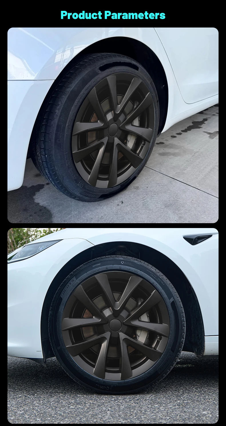 4PCS 18 Inch HubCap for Tesla Model 3 2017-2023 Arachnid Style Automobile Hubcap Replacement Wheels Cover Full Rim Accessorie