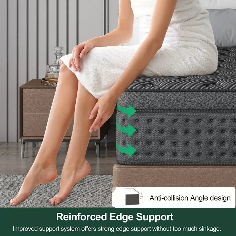 LayRoad 12/14Inch Memory Foam Spring Mattress Single/Double/Queen/King Sizes Boxed Mattress Medium Firmness Pressure Relief