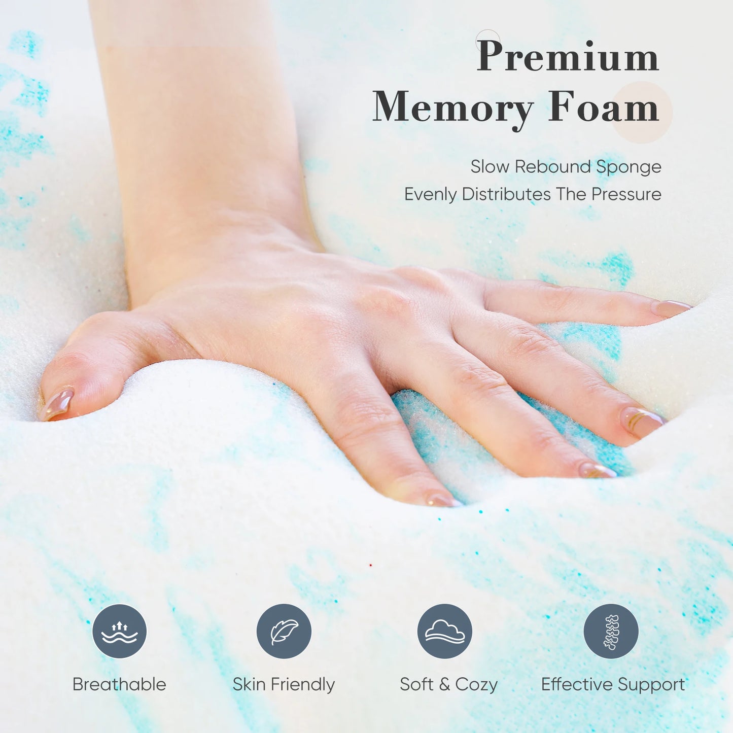 Gel Memory Foam Mattress Topper for Cooling Breathable Comfort