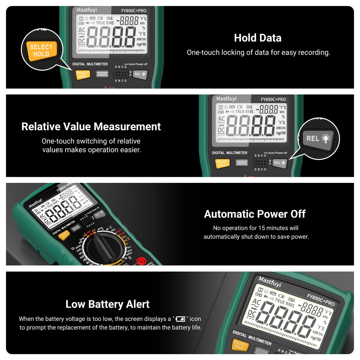 MASTFUYI 2000V 20A Extra-Large Range Digital Multimeter Photovoltaic Multimeter True RMS Multifunctional All-in-One Machine