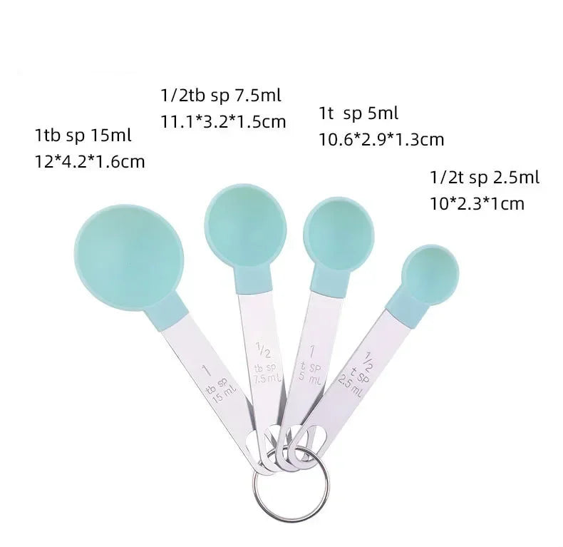 Measuring Spoons And Cups Set With Plastic Handles Kitchen