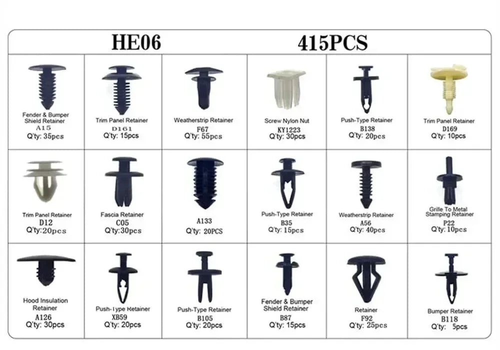 800Pcs-100pcs Car Plastic Retainer Clips Set Auto Fender Push Pin Rivet Door Trim Panel Retainer Car Bumper Fasteners Clips Tool