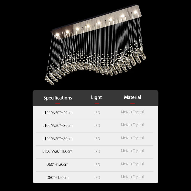 Modern Crystal Pendant Lights For Living Room And Kitchen