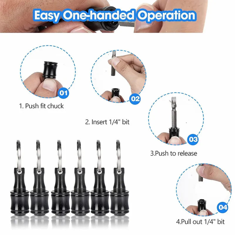 Bit Holder Keychain for Quick Change Hex Screwdriver Bits