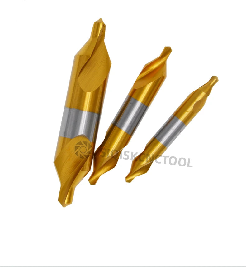 HSS Combined Center Drills Ti-Coated 60 Degree Countersinks Angle Bit Set 6pcs 1.0-5mm Metal Centering Dril Bit Lathe W6542 M35