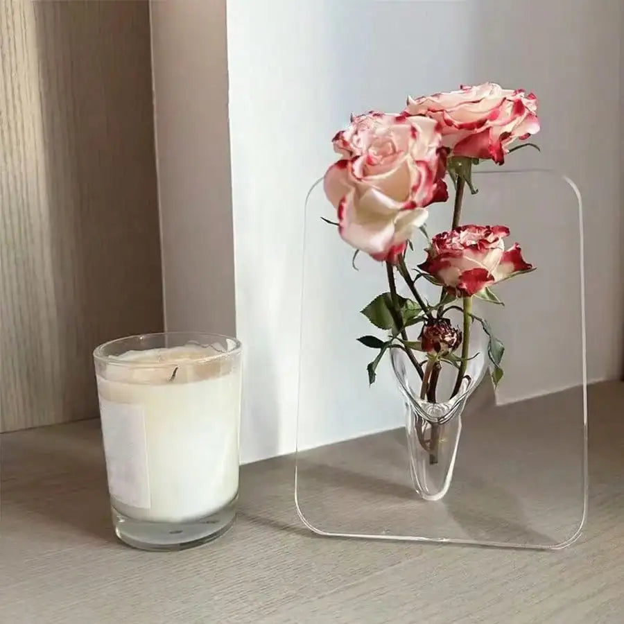 Clear Acrylic Flower Vase Modern Decorative Home Desk Decor