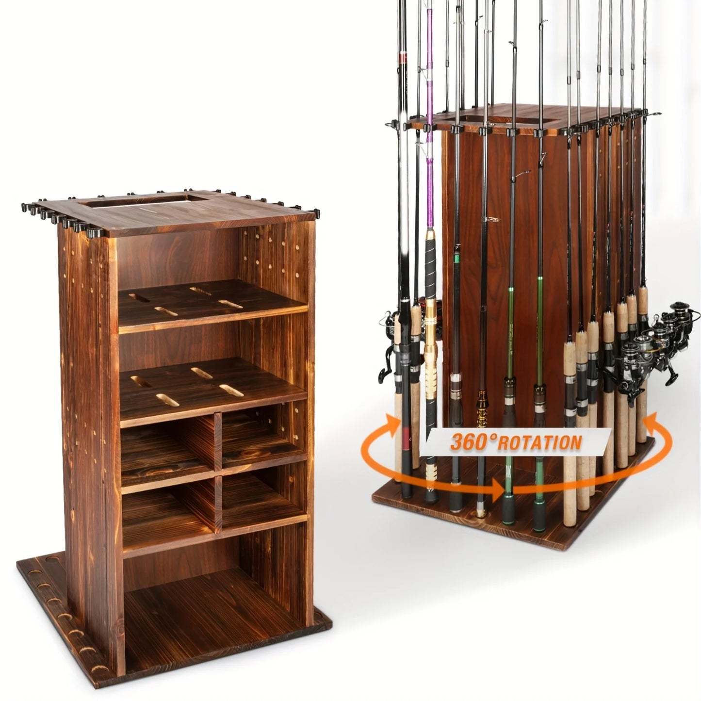 Fishing Rod Holders for Garage 360 Degree Rotating Fishing Pole Holders Rod Rack Storage up to 10 Rods