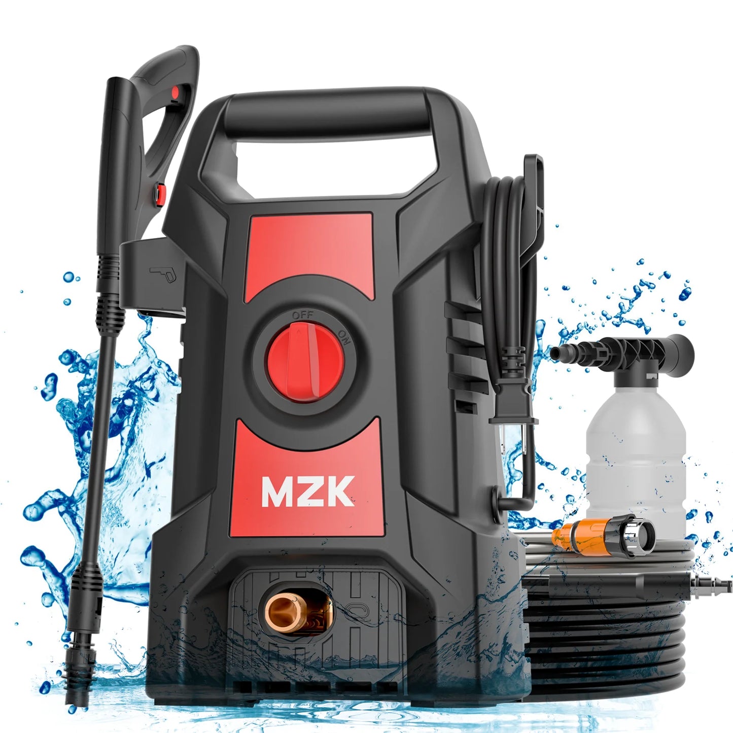 5000PSI Electric Pressure Washer With 17FT Hose Foam Cannon 3.2 GPM Power Washer For Cars, Fences, Patios Metal Construction, US Plug, Ideal For Fence Cleaning Outdoor Use