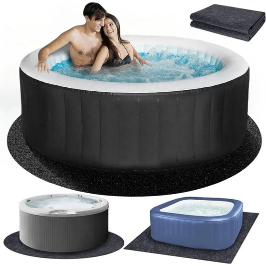 Large Round Inflatable Hot Tub Mat Waterproof Non Slip Absorbent Floor Protector for Indoor Outdoor Spa Pool Base