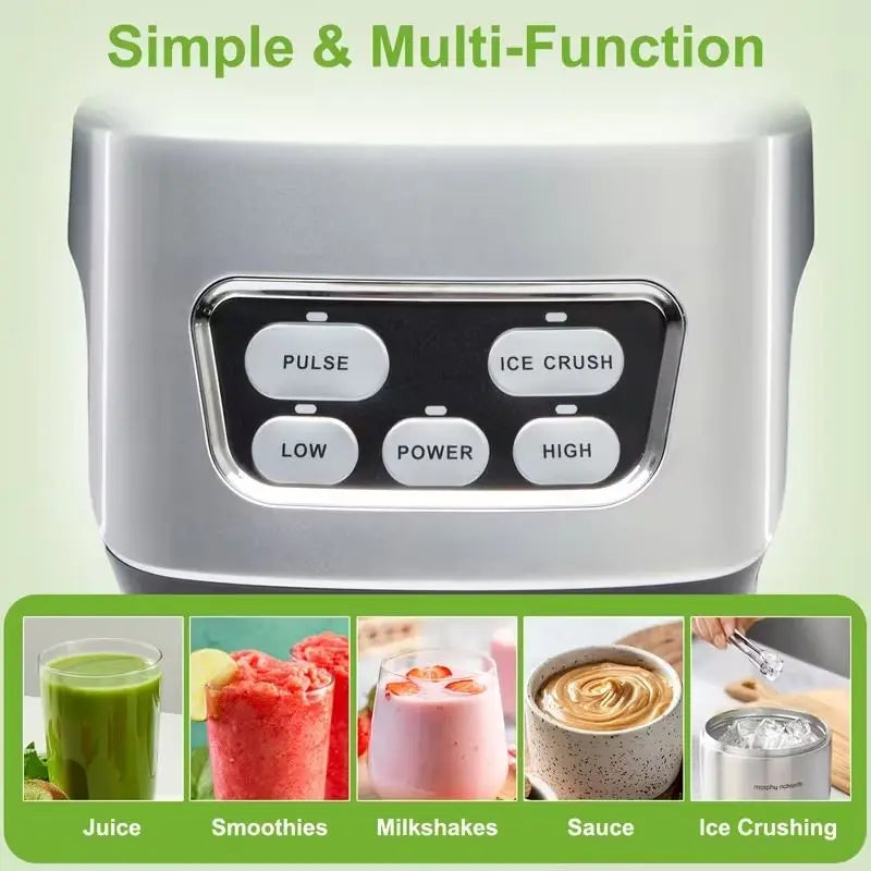 Countertop Blenders for Kitchen with 23 34 60oz BPA-Free Portable Cups, Professional Smoothie Maker with Four Programs for Shakes, Sauces, Juice and Ice Crushing