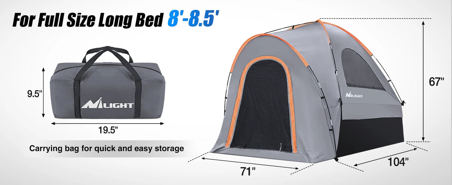 Nilight Truck Bed Tent 8-8.5FT Pickup Tent 2 Person Waterproof  PU2000mm Double Layer for Full Size Truck Camping Outdoor Travel