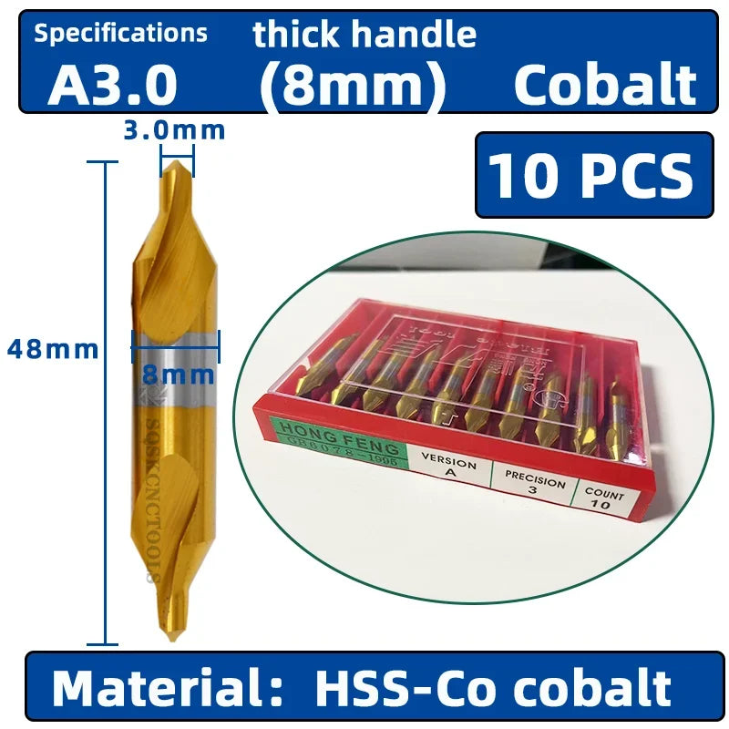 HSS Combined Center Drills Ti-Coated 60 Degree Countersinks Angle Bit Set 6pcs 1.0-5mm Metal Centering Dril Bit Lathe W6542 M35