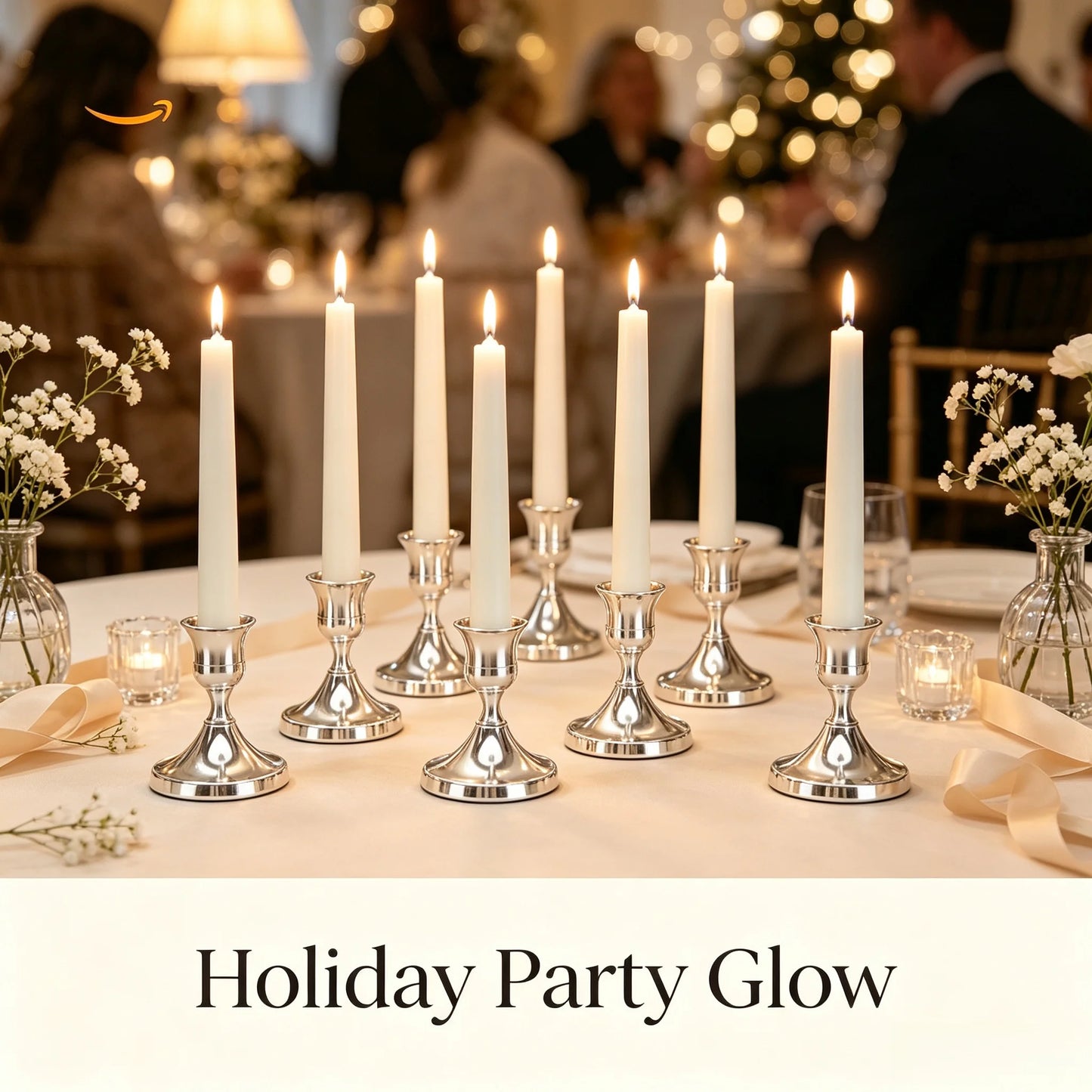New Sliver Low Profile Candle Holder Sets Minimalist Pillar Candlestick in 3 Sizes Decorative Candle Stand for Table Centerpiece
