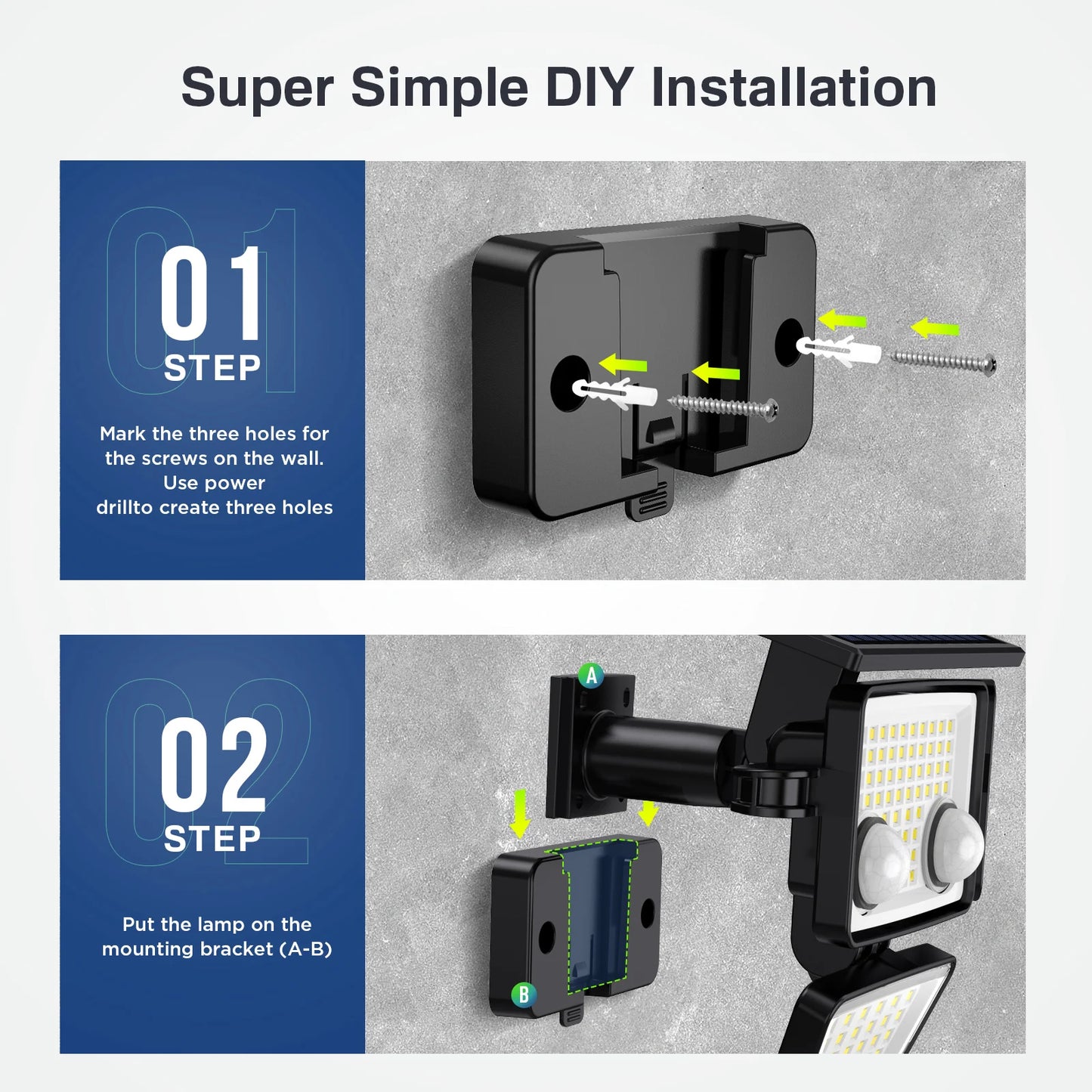 Solar Outdoor Lights - 3000LM 188 LED Motion Sensor Flood Lights