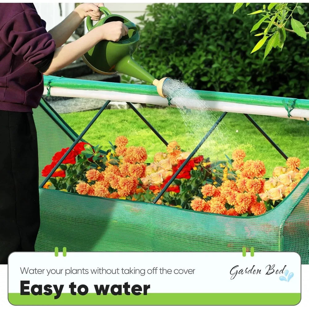 Raised Garden Bed Galvanized Raised Beds for Gardening Vegetables with Cover 8x4x2 ft Metal Planter Box Outdoor Use