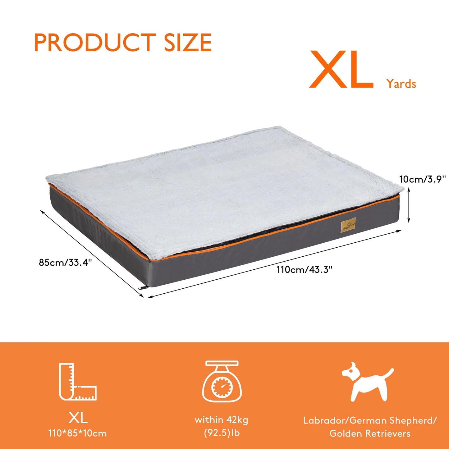 Large Orthopedic Dog Bed with Padded Foam Cushion and Washable Cover