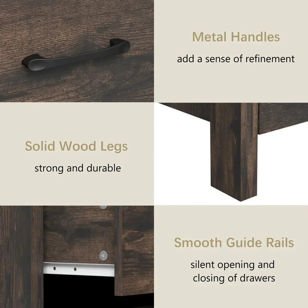 Modern Farmhouse Nightstand Set of 2 Rustic End Tables