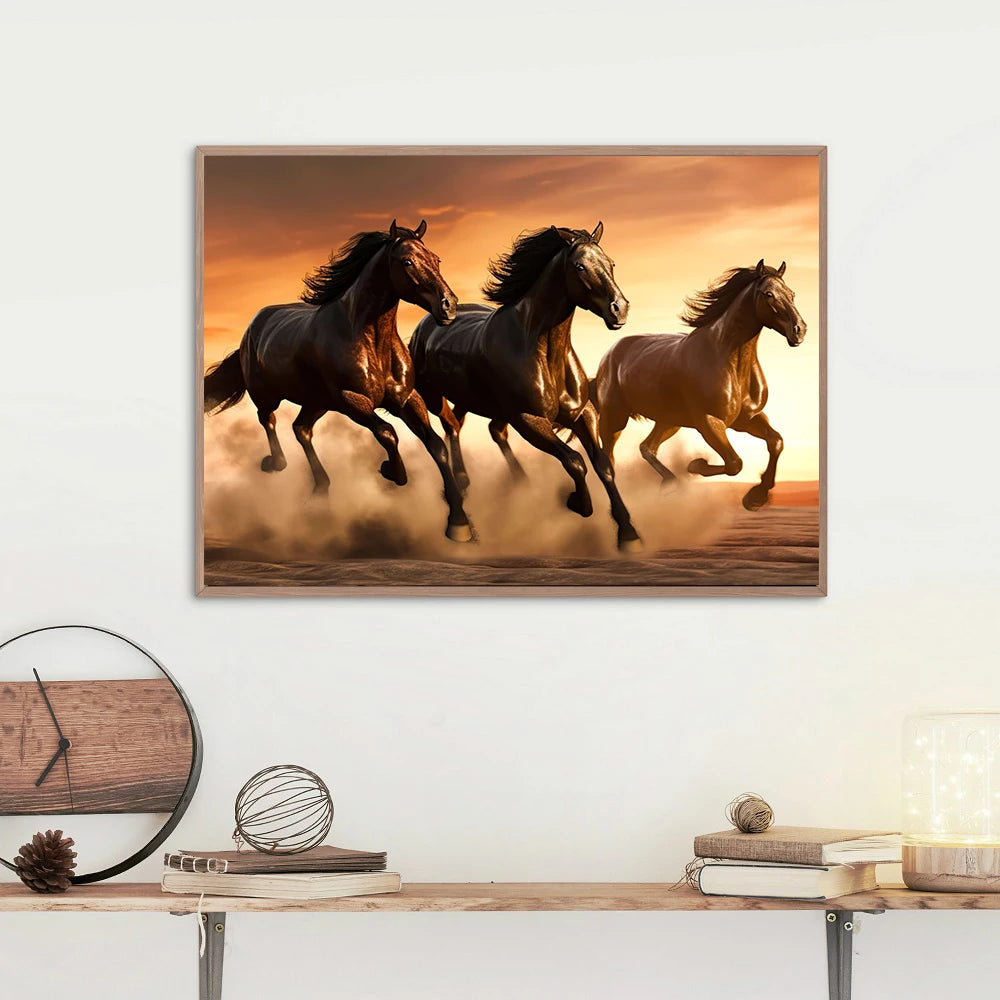 Beautiful Running Horses Canvas Painting Animal and Prints Wall Art Pictures for Living Room Office Home Decor Cuadros