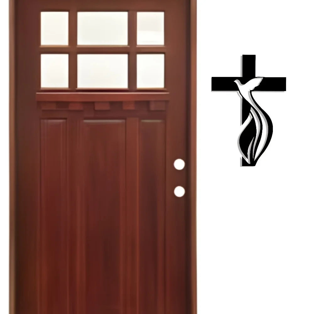 [Elegant Dove Art] Elegant Metal Wall Art, 1pc Dove & Cross | Minimalist Design - Ideal for Living Room, Bedroom, Home Decor