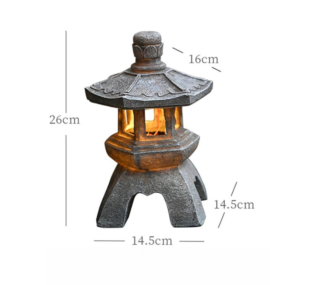 Solar Powered Lamp Garden Accessories Oriental Stone Pagoda Sculpture Zen Palace Lantern Outdoor Light Garden Ornament