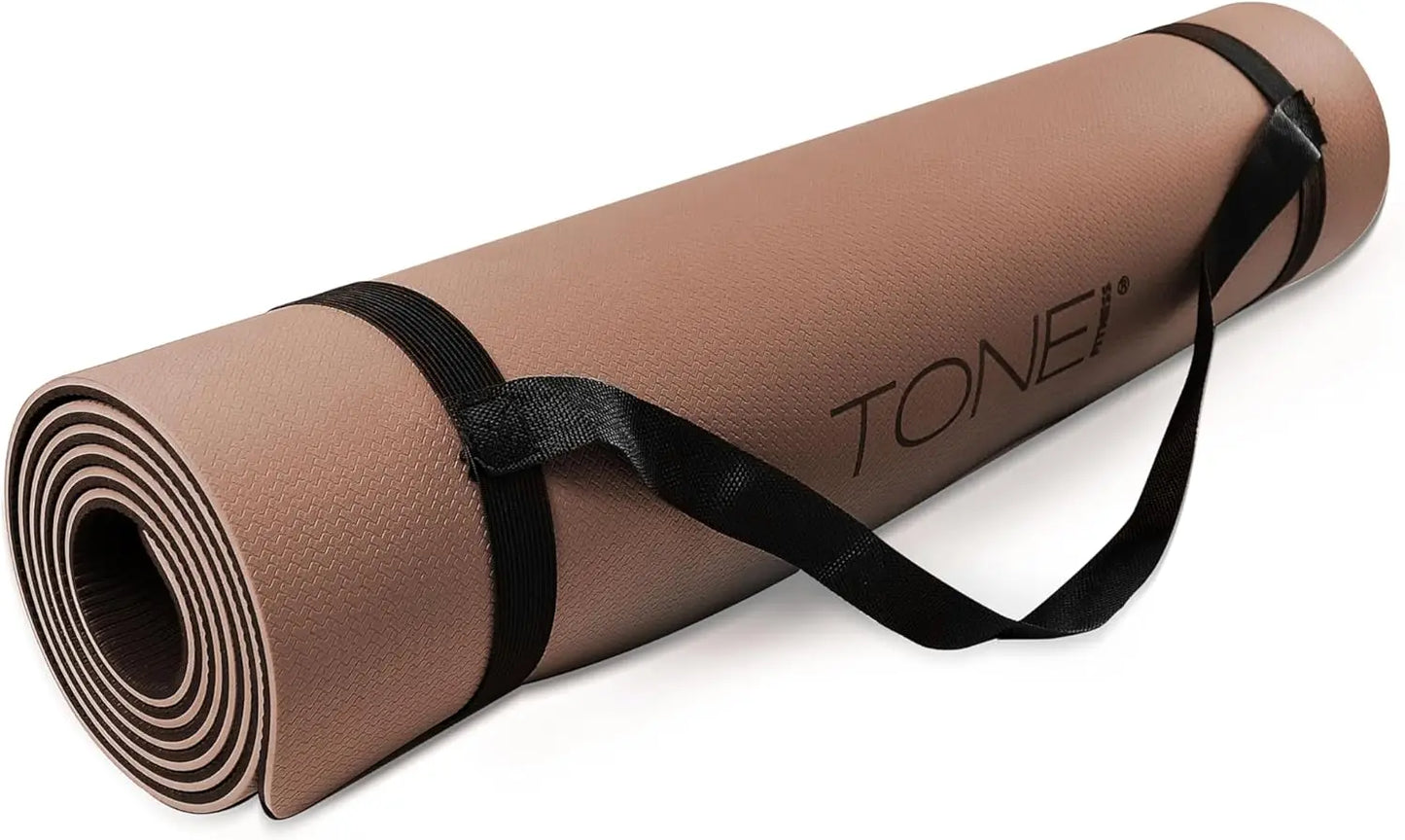 Non Slip Yoga Mat 1/4" Thick Exercise & Pilates Mat for Home Workouts with Carrying Strap