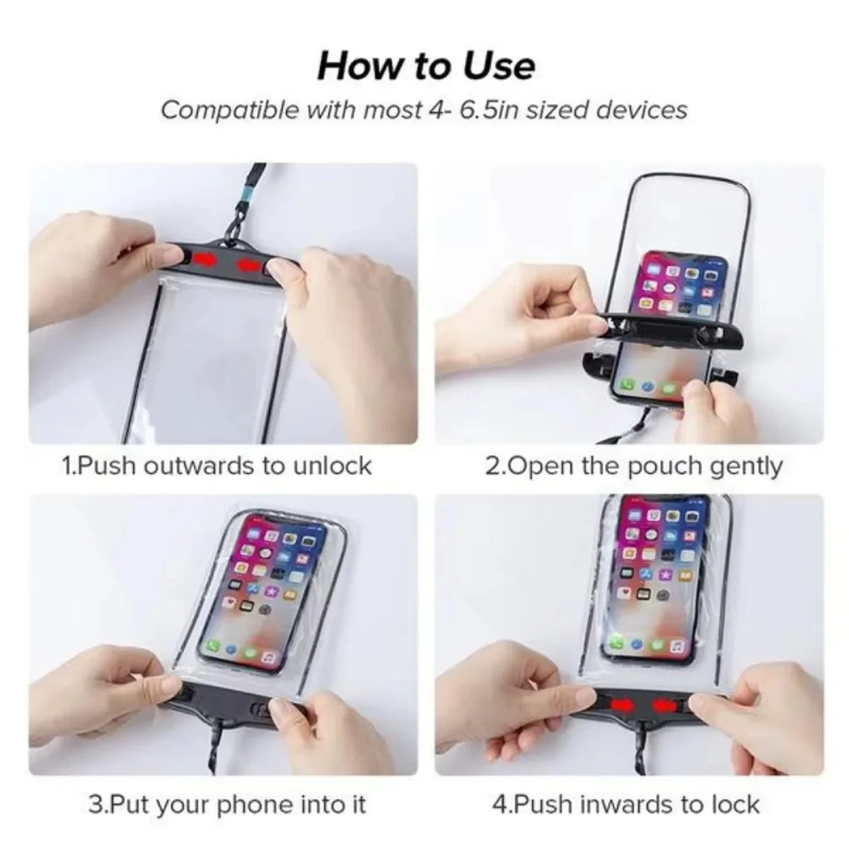 Transparent Waterproof Mobile Phone Pouch Neck Hanging Touchable Water Proof Case Outdoor Beach Swimming Phone Storage Sleeve