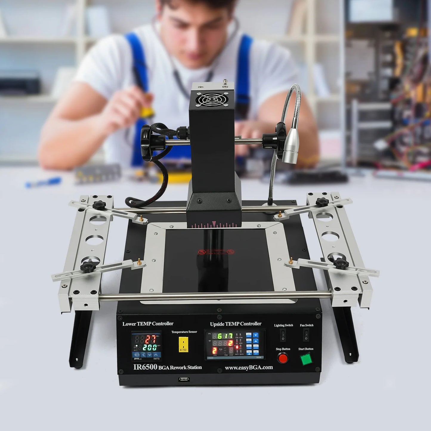 IR6500 BGA Rework Station Infrared Solder Welder System Closed-loop Temperature Control,1250W Electric Welding Table w/USB Cable