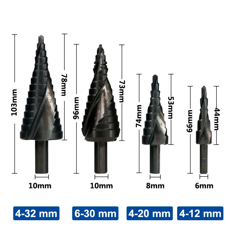 XCAN Step Drill Bit Metal Drill 4-12/20/32mm 6-30mm HSS Cobalt Step Cone Drill Bit Set Wood/Metal Hole Cutter Drilling Tool