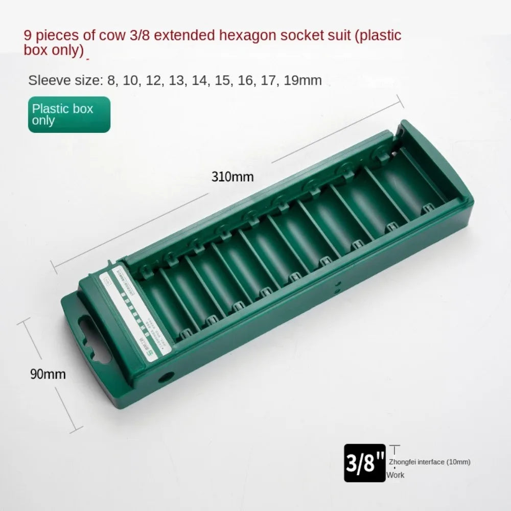 New 1/4" 3/8" 1/2" Wrench Storage Box ABS Plastic Green Socket Organizer Box Socket Wrenchs Holder Socket Storage Tool 6Sizes
