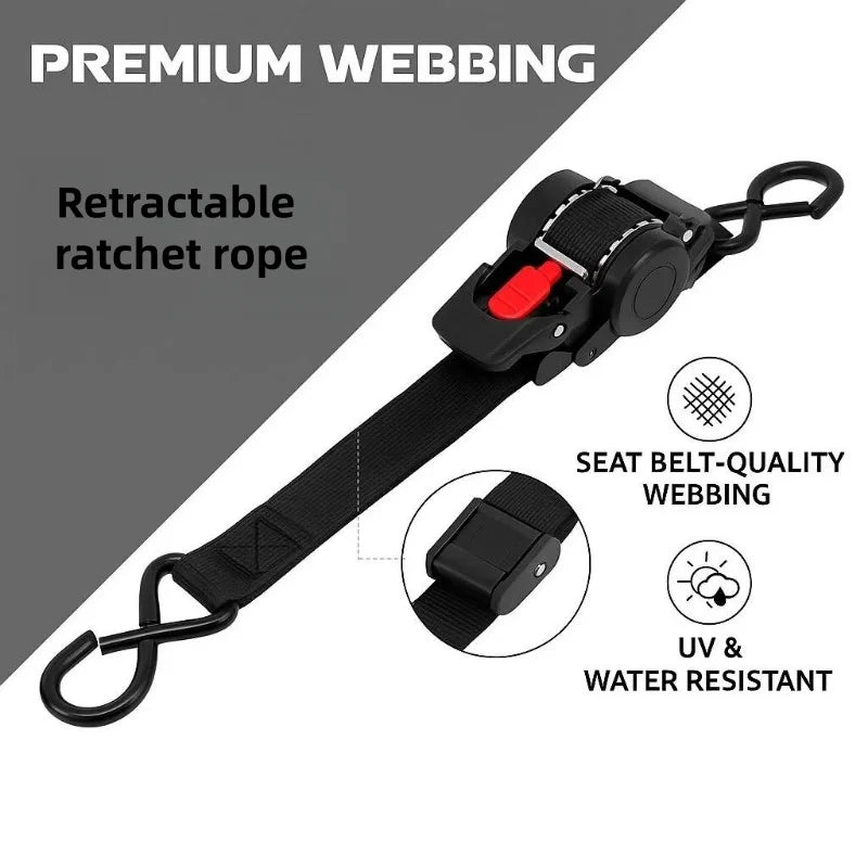 1pc Automatic Retractable Cargo Strap Multi-Item Secure Locking Ratchet Tie Brand New Car Ratchet Tensioner Belt Car Accessories