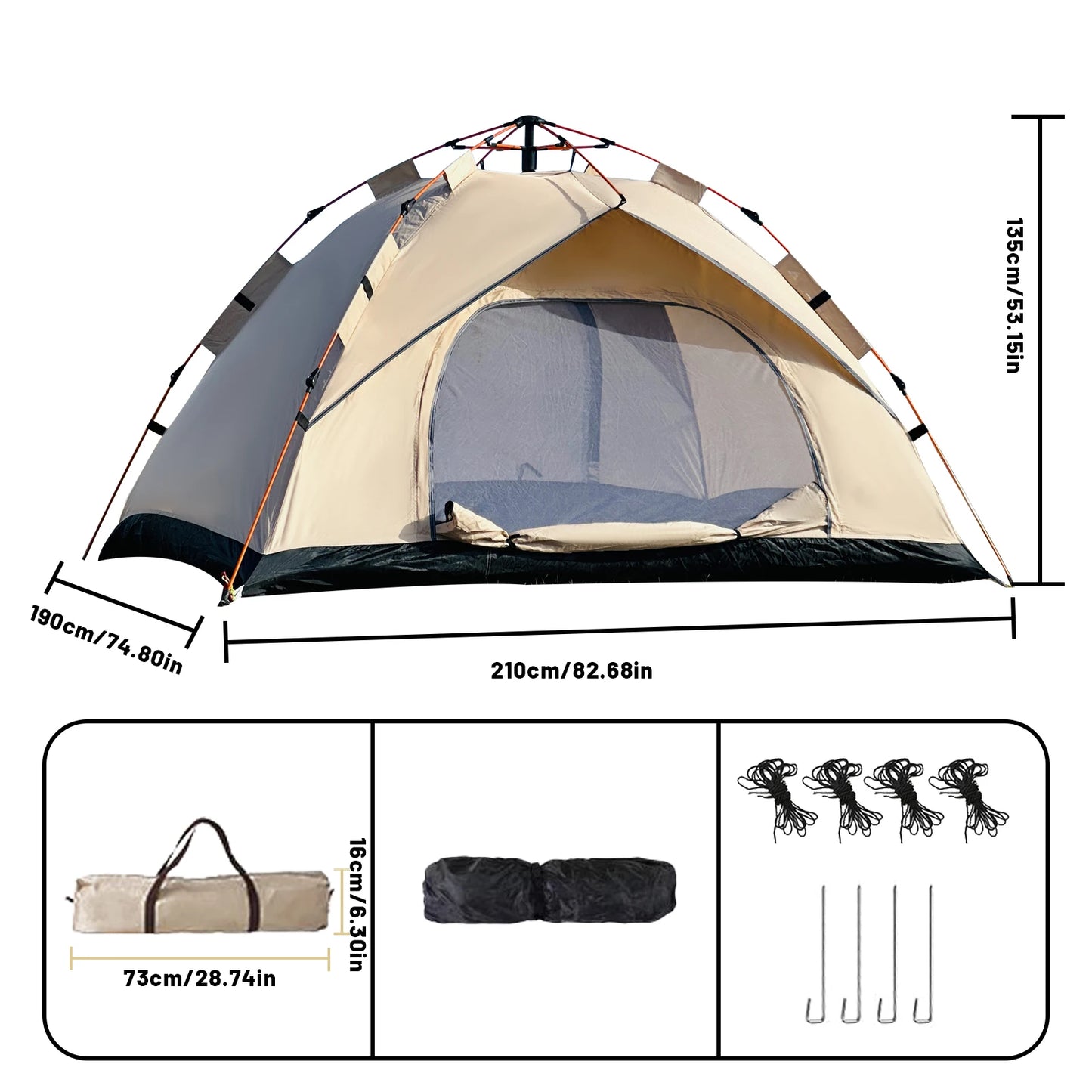Gold Series Instant Cabin Tent - 3-4 Person All-Season Shelter for Beach, Fishing & Outdoor Travel