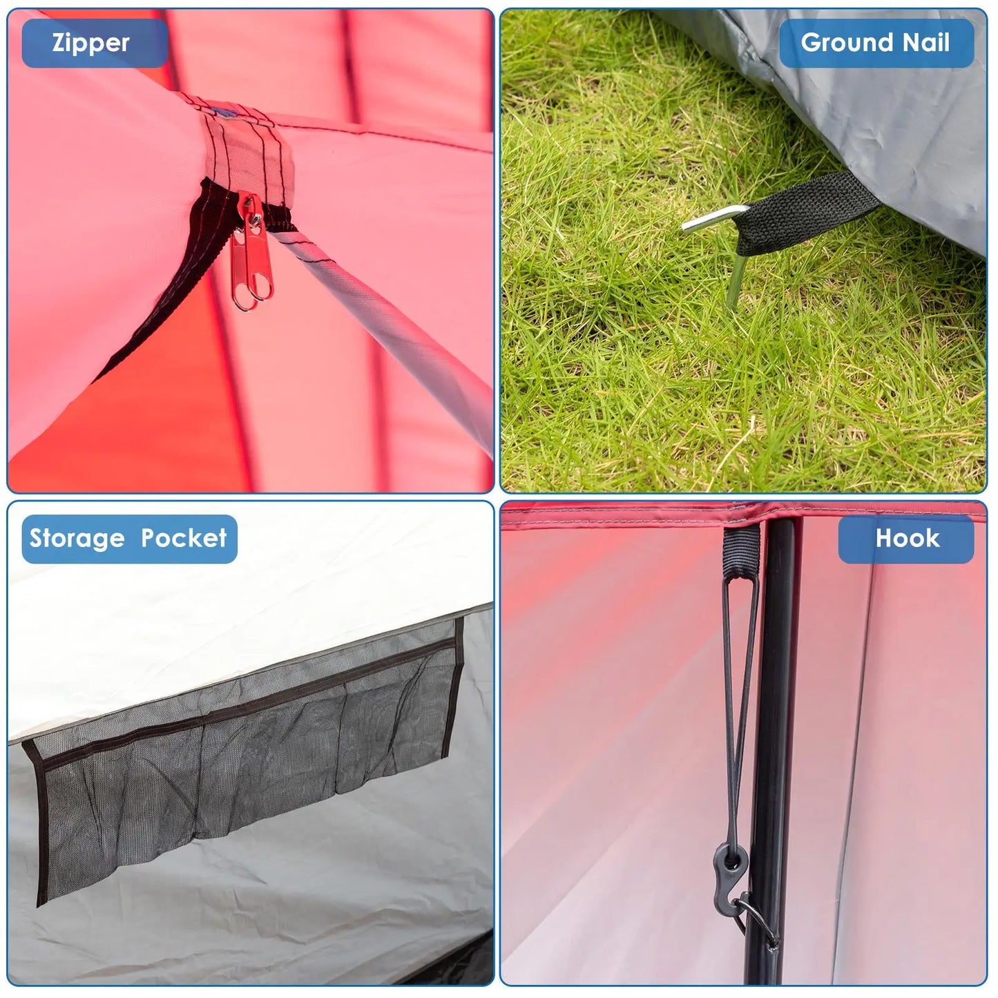 Durable Polyester Cabin Tent With Fiberglass Poles Shelter