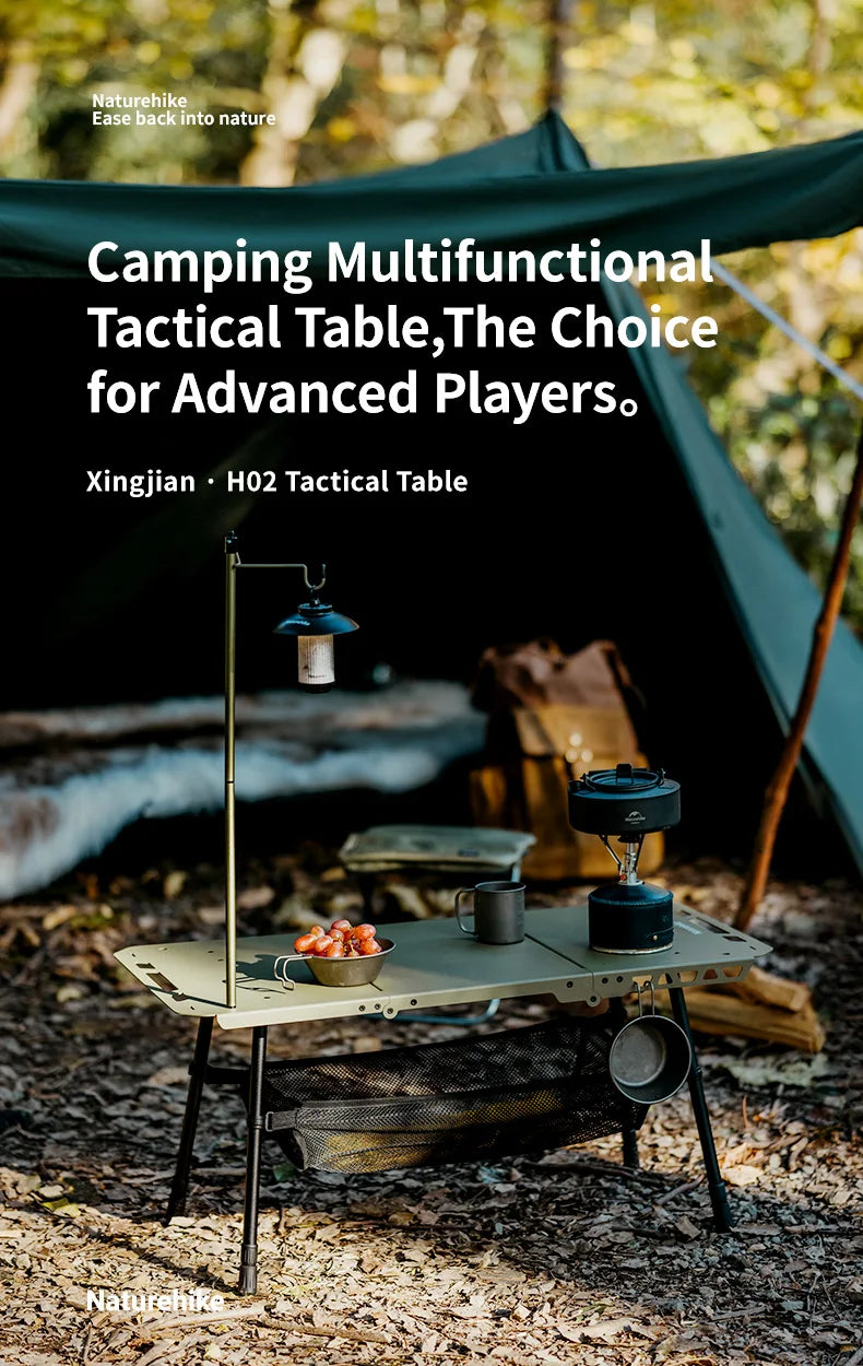 Naturehike H02 IGT Table Camping Multifunctional Tactical Table Height Adjustable Desk Kitchen Folding Table BBQ Picnic