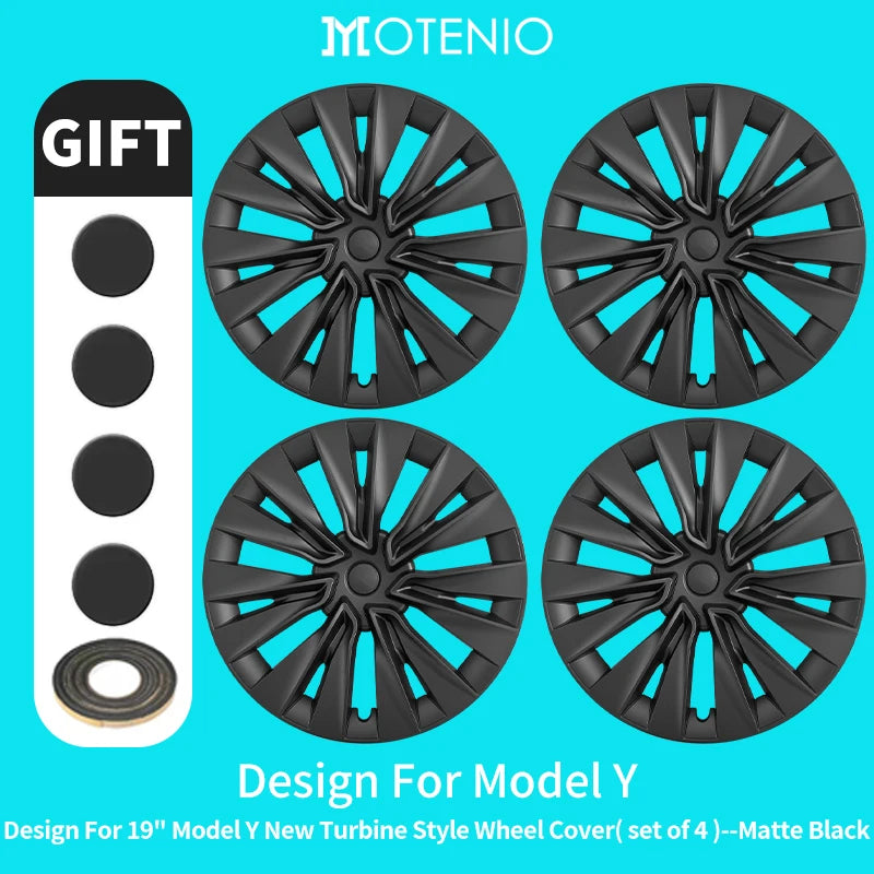 4PCS Design for TESLA Model Y 2020-2024 Vehicle Full Coverage Blade Wheel Cover Cap 19 Inches Hubcaps  Automobile Accessories