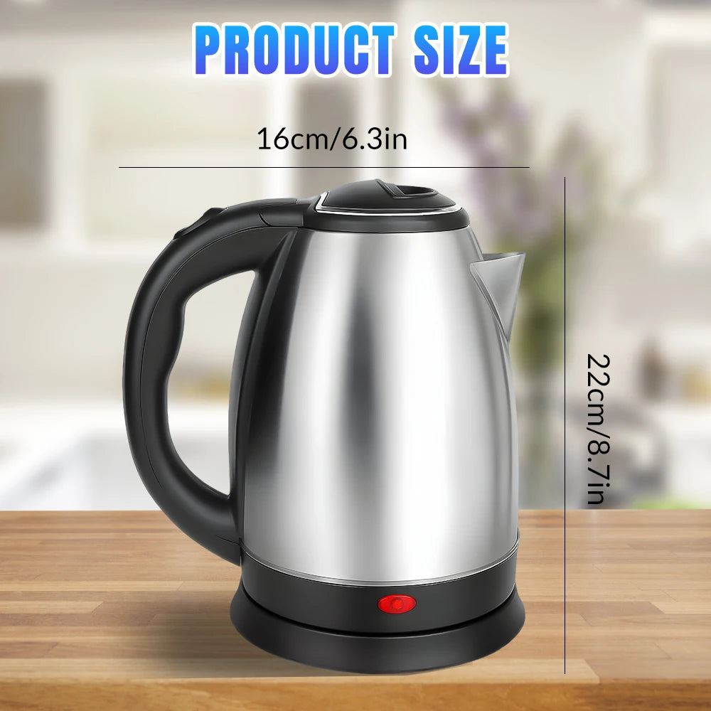 2L Stainless Steel Electric Kettle Fast Boil Water Heater Auto Shut Off Dry Boil Protection 360° Rotating Base BPA Free Household Water Boiler for Home Kitchen