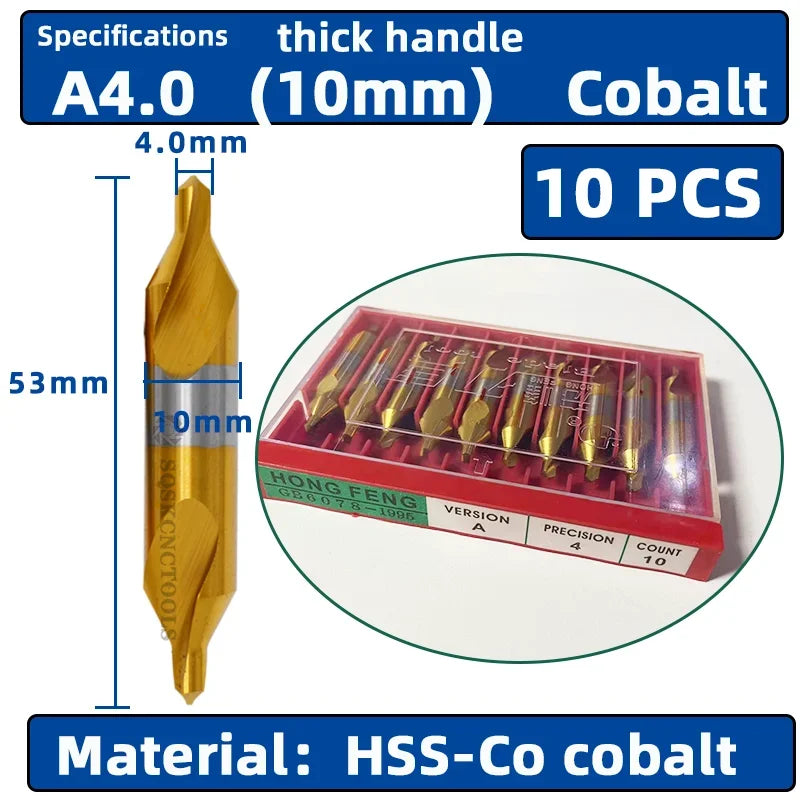 HSS Combined Center Drills Ti-Coated 60 Degree Countersinks Angle Bit Set 6pcs 1.0-5mm Metal Centering Dril Bit Lathe W6542 M35