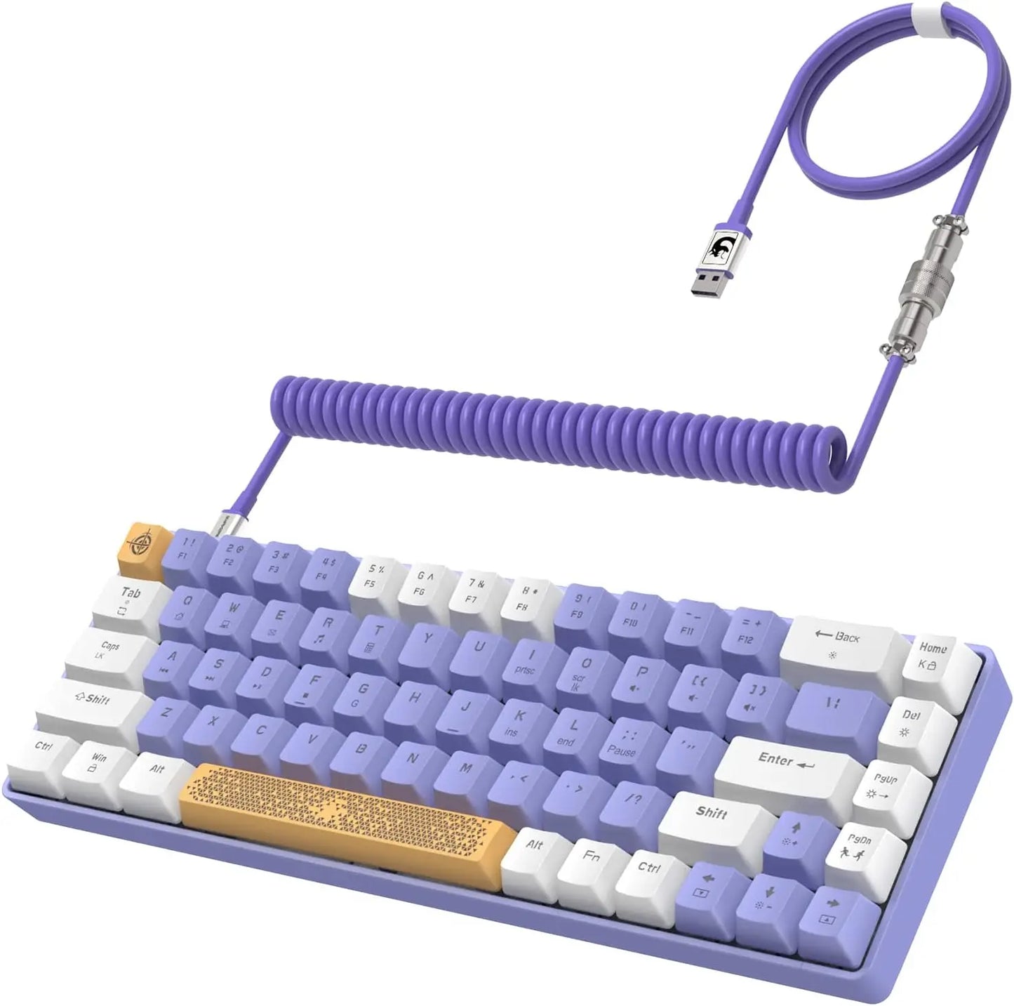 T8 Wired 65% Mechanical Gaming Keyboard with RGB Backlit Anti-ghosting TKL Mini 68 Key, Custom Coiled C to A Cable, Blue Switch