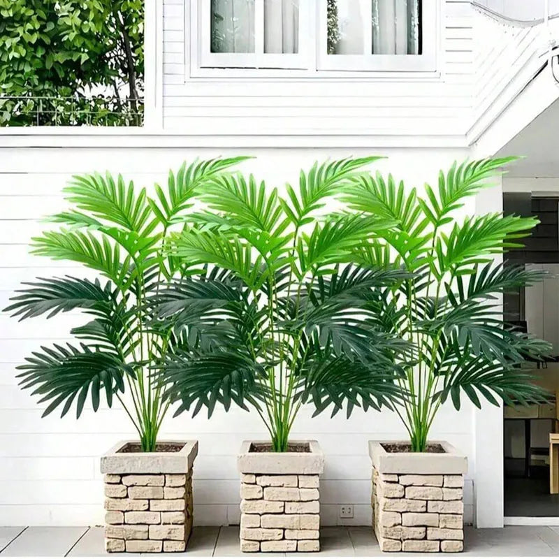 70-120cm Large Artificial Palm Tree Tropical Green Leaves Fake Plants Plastic Monstera Faux Tree Branch for Home Kitchen Decora