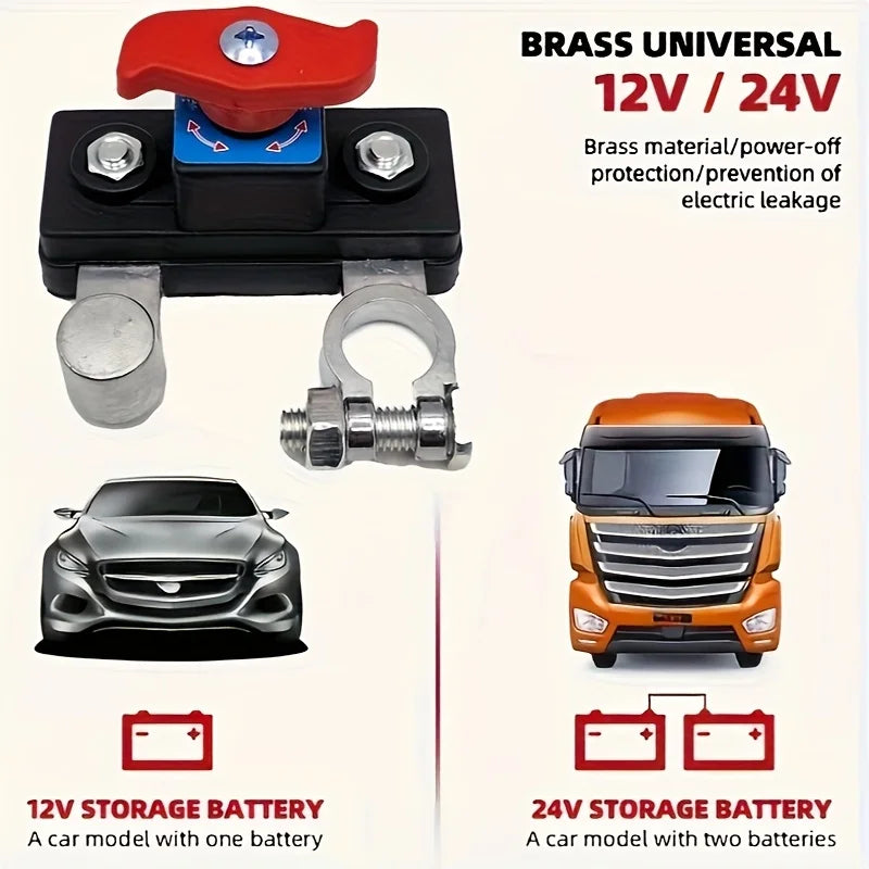 Car Battery Disconnect Switch Manual Automatic Circuit Breaker Anti-Power Off Leakage Protector Universal Auto Parts 12V/24V ﻿
