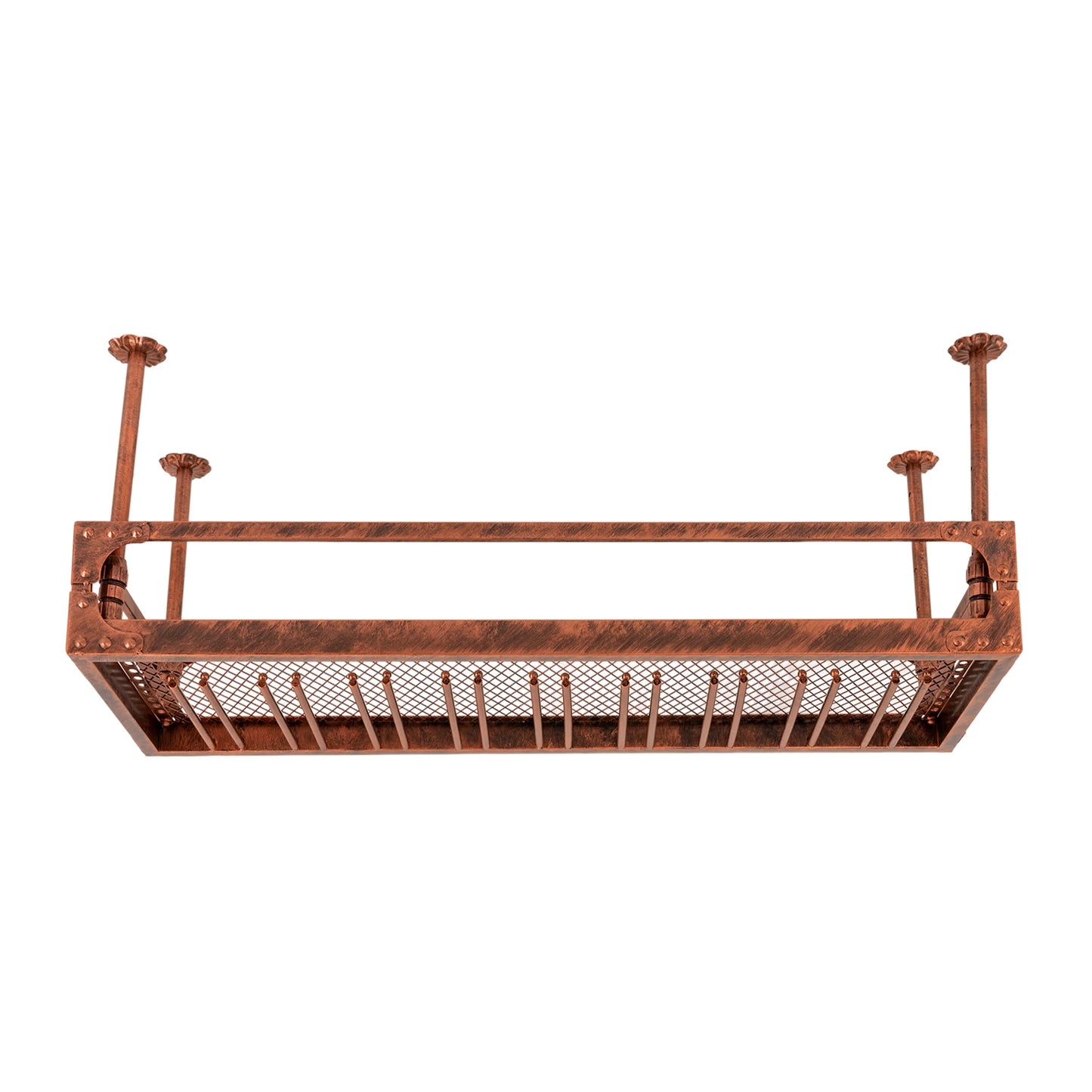 Industrial Vintage Bar Floating Shelf，Ceiling Mount Iron Wine Rack，Glass Hanging Holder Stemware Storage Organizer