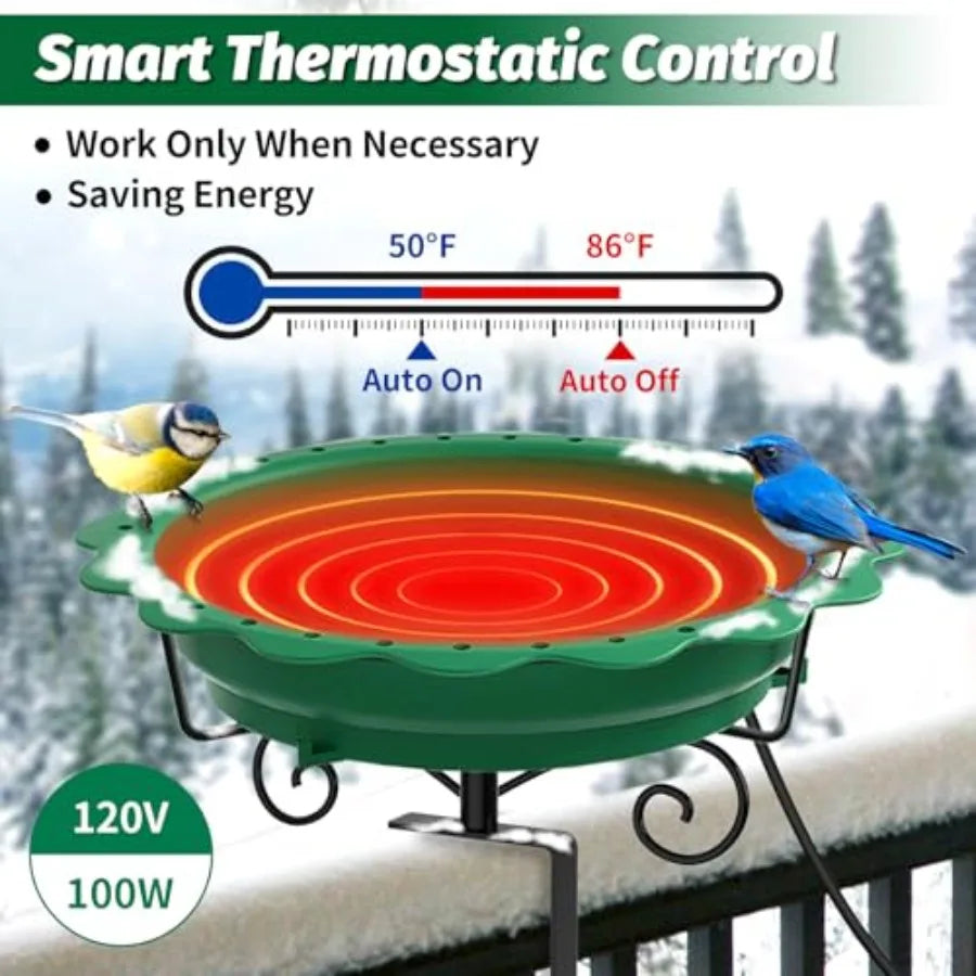 Heated Bird Bath for Deck Railing Powerful 100W Thermostatically Controlled Heated Bird Baths for Outdoors for Winter Heated Bi