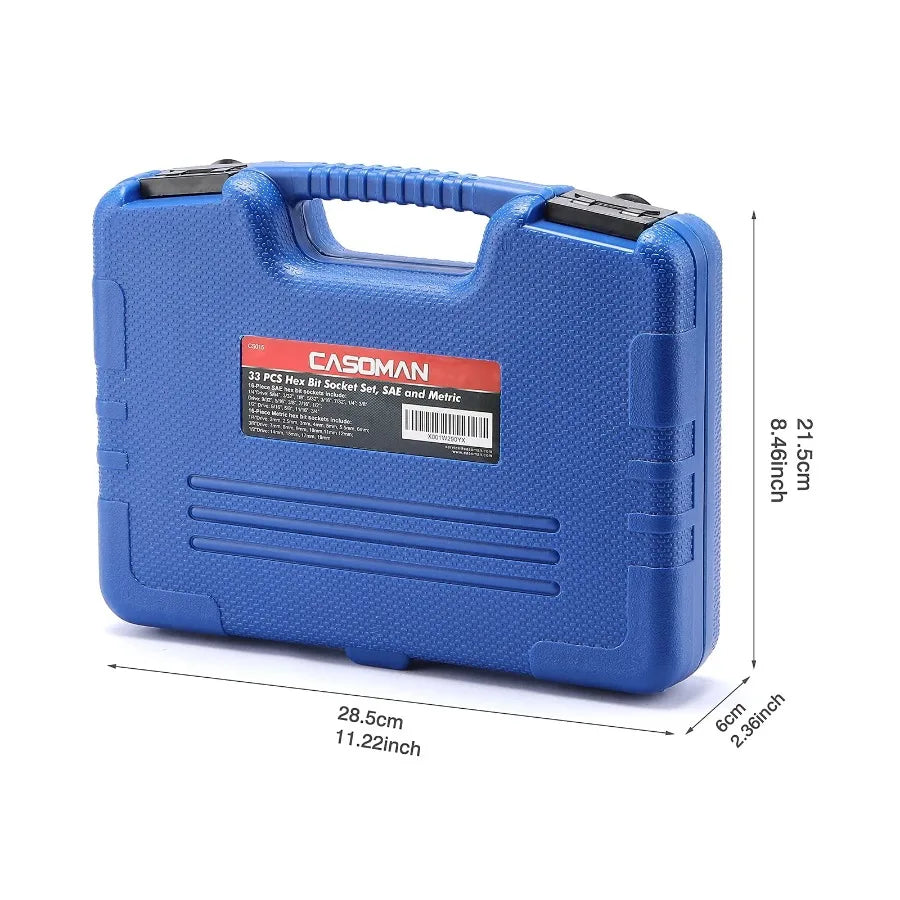 33 Piece Master Hex Bit Socket Set, S2 Steel, SAE and Metric, Allen Socket Bit, 5/64-inch to 3/4-inch, 2mm to 19mm Socket Tool