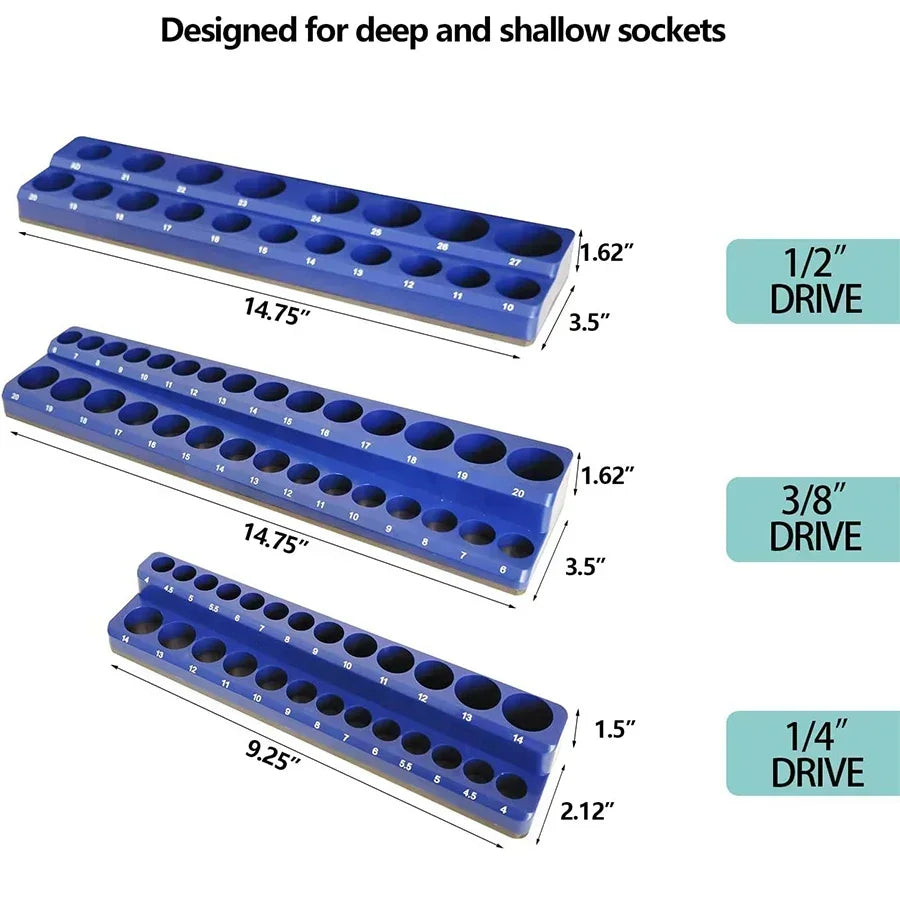 Magnetic Socket Organizer Kit For Tools Storage And Display