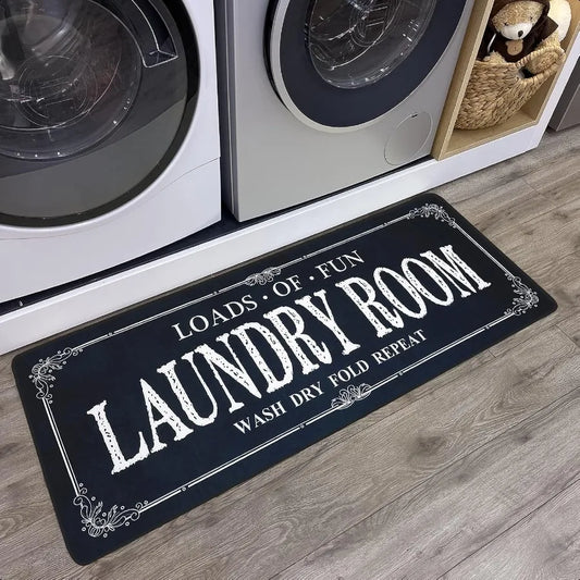 Non Slip Laundry Runner Rug Farmhouse Kitchen Floor Mat for Mudroom Bathroom Black 20 x 47 Inches