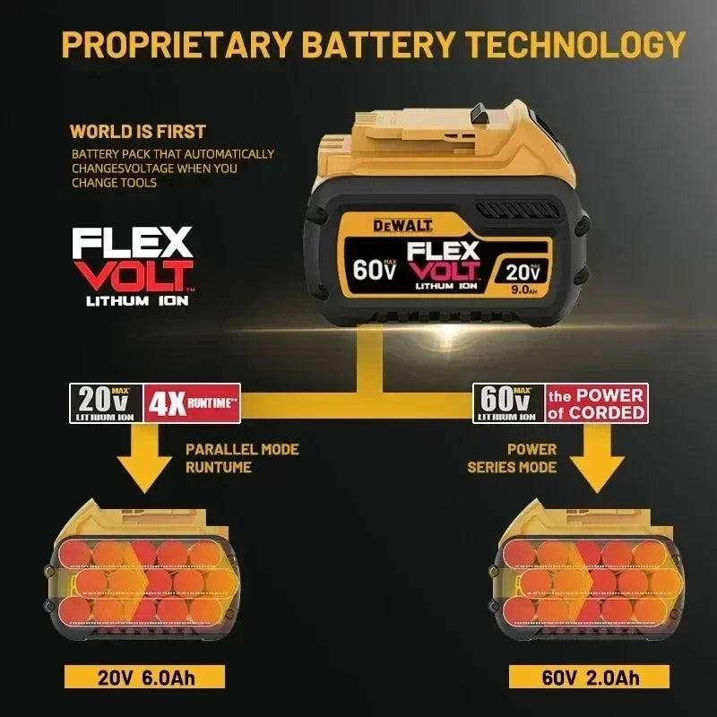 DeWALT 100% Original Battery 20V/60V 9000mAh MAX FlexVolt for DCB200 DCB205 DCB206 DCB209 DCB182 Power Tool Battery Air Transpor